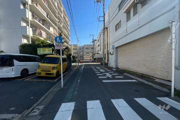 敷地南側の前面道路（西側から）
