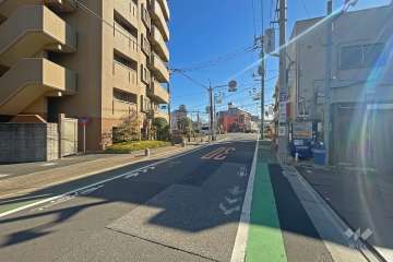 敷地南西側の前面道路（北側から）