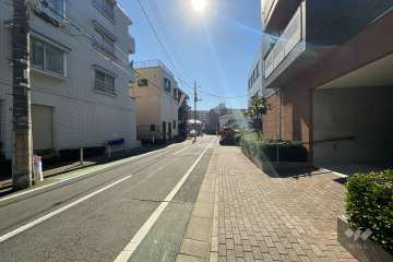 敷地西側の前面道路（北側から）