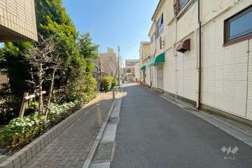 敷地南側の前面道路（西側から）