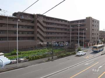 敷地西側は4車線のバス通りに面しています。