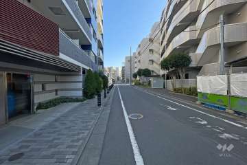 敷地西側の前面道路（北側から）