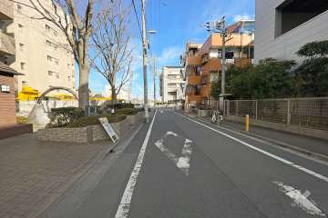 敷地の南側前面道路（西側から）