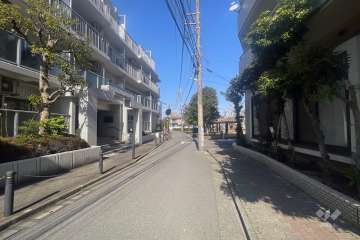 敷地の南側前面道路（西側から）