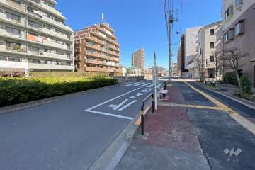 敷地の北側前面道路（西側から）