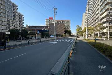 敷地北東側の前面道路（南東側から）