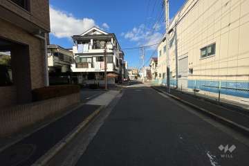 敷地の南側前面道路（西側から）