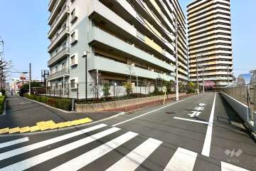 敷地の南側前面道路（西側から）