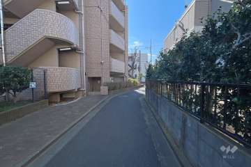 敷地西側の前面道路（北側から）