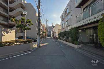 敷地西側の前面道路（北側から）