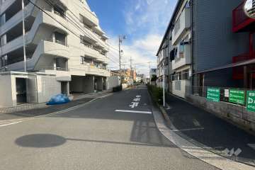 敷地南側の前面道路（西側から）