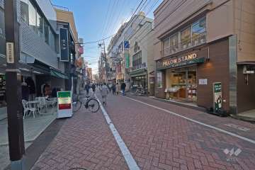 敷地西側の前面道路は旧日光街道です（南側から）。