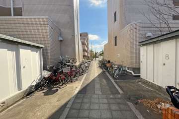 敷地西側の前面道路（北側から）