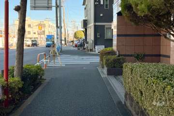 敷地北東側の前面道路（北西側から）