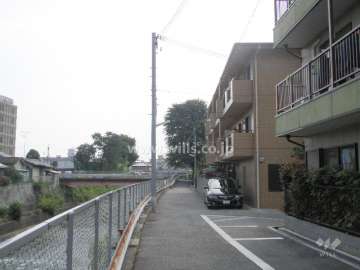 マンションの前面道路。車はほとんど通りません。