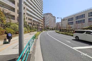 敷地南西側の前面道路（北西側から）