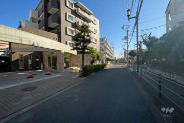 敷地西側の前面道路（北側から）