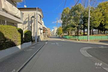 敷地の南側前面道路（西側から）