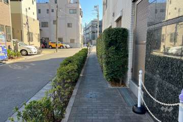 敷地の北東側前面道路（北西側から）