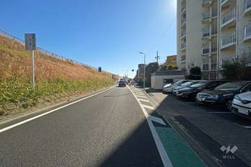 敷地の北東側の前面道路（北西側から）