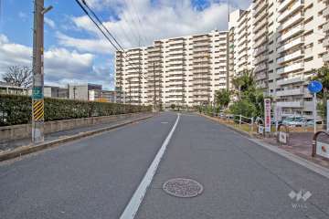 敷地北東側の前面道路（南東側から）
