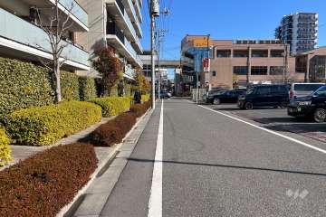 敷地の南側前面道路（西側から）