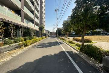 敷地の南側前面道路（西側から）