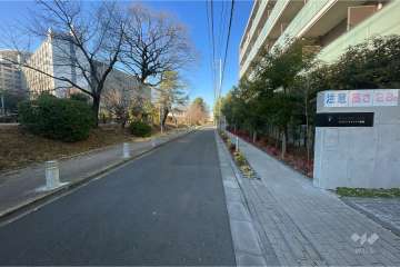 敷地南東側の前面道路（北東側から）