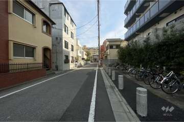 敷地北東側の前面道路（北西側から）