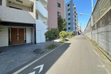 敷地の南側前面道路（西側から）