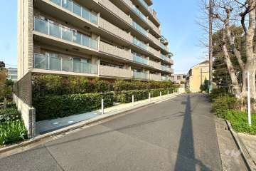 敷地の南側前面道路（西側から）