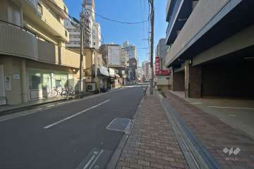 敷地北側の前面道路（西側から）