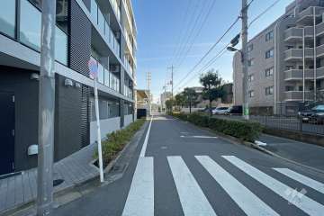 敷地の西側前面道路（北側から）