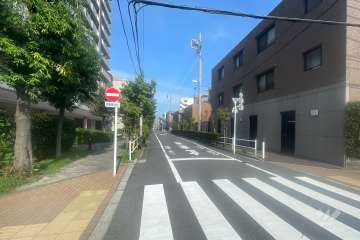 敷地の北側前面道路（西側から）