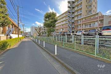 敷地の北東側前面道路（北西側から）