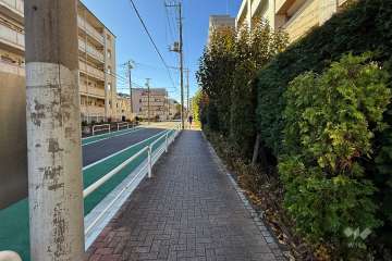 敷地南東側の前面道路（北東側から）