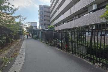 敷地東側の前面道路（北側から）