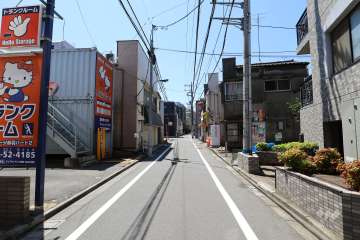 敷地北東側の前面道路（北西側から）