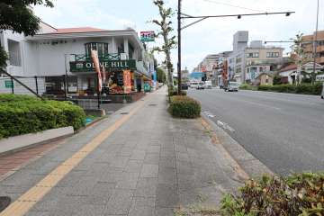 敷地南西側の前面道路（北西側から）