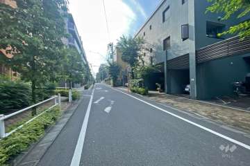 敷地北側の前面道路（西側から）
