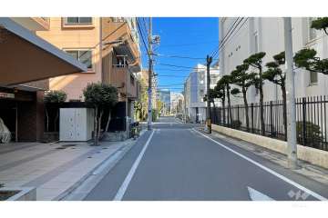 敷地の南側前面道路（西側から）