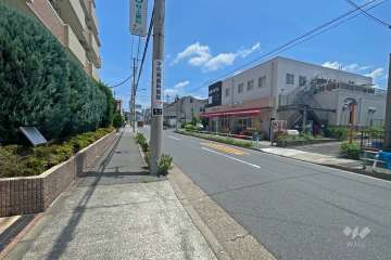 敷地の南側前面道路（西側から）