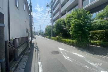 敷地の南側前面道路（東側から）