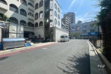 敷地の南側前面道路（西側から）