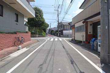 敷地西側の前面道路（北側から）