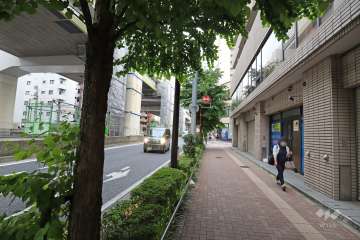 敷地南東側の前面道路（北東側から）