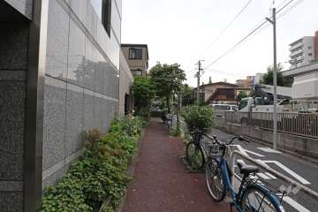 敷地北東側の前面道路（南東側から）