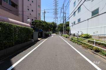 敷地北西側の前面道路（北東側から）