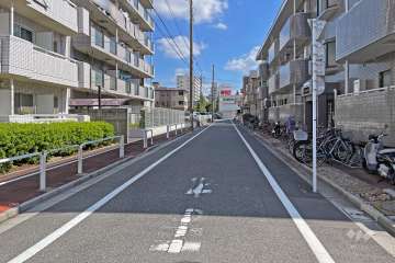 敷地の南側前面道路（西側から）