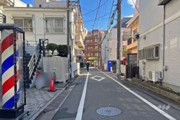 敷地の南側前面道路（西側から）